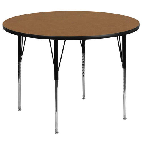 Flash Furniture XU-A60-RND-OAK-T-A-GG 60" Dia. Oak Round Plastic Laminate Top Black Edge Band Activity Table