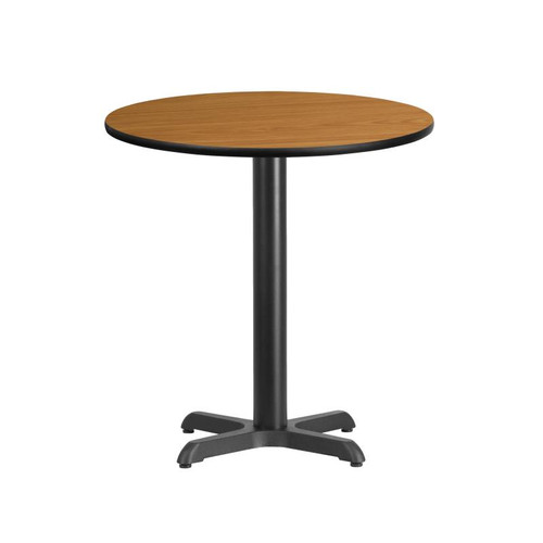 Flash Furniture XU-RD-24-NATTB-T2222-GG 24" Dia. Round Natural Laminated Dining Height Table with Four Pointed Pedestal Base
