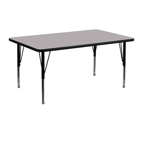 Flash Furniture XU-A2448-REC-GY-T-P-GG 48"W x 24"D x 16-1/8" to 25-1/8" Adjustable Height Gray Laminate Top Rectangular Activity Table