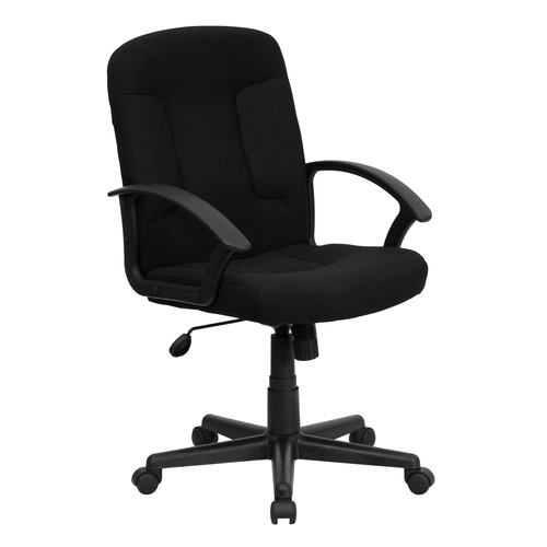 Flash Furniture GO-ST-6-BK-GG Black Fabric Nylon Arms Mid Back Design Executive Swivel Office Chair