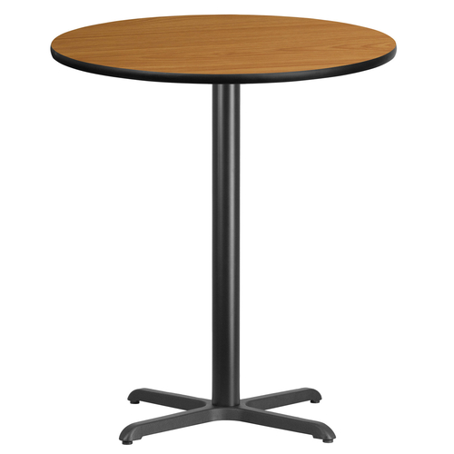 Flash Furniture XU-RD-36-NATTB-T3030B-GG Natural Laminate Round Top PVC T-Mold Edge Table