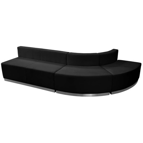 Flash Furniture ZB-803-790-SET-BK-GG Black LeatherSoft with Brushed Stainless Steel Base Modular Hercules Alon Series Reception Configuration