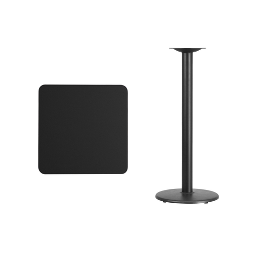 Flash Furniture XU-BLKTB-2424-TR18B-GG Black Square Laminate Top PVC T-Mold Edge Table