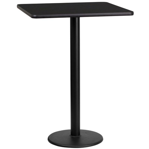 Flash Furniture XU-BLKTB-2424-TR18B-GG Black Square Laminate Top PVC T-Mold Edge Table