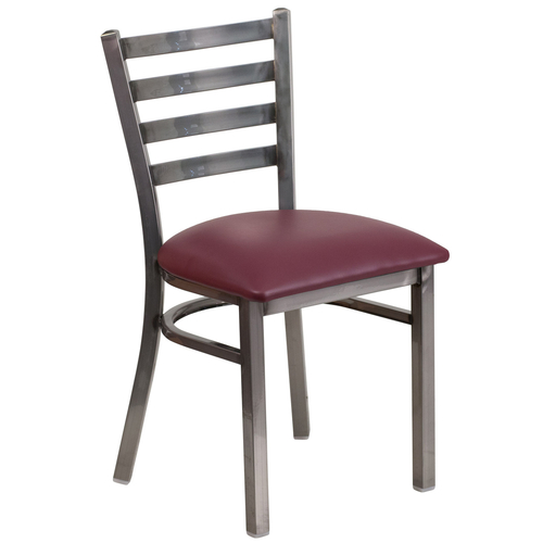 Flash Furniture XU-DG694BLAD-CLR-BURV-GG Metal Ladder Back Burgundy Vinyl Upholstered Seat Hercules Series Restaurant Chair