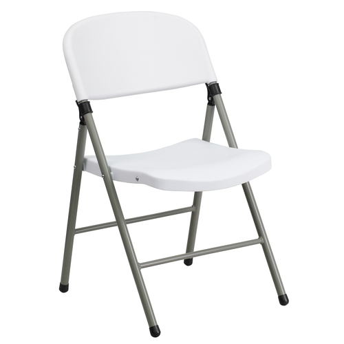 Flash Furniture DAD-YCD-70-WH-GG White Plastic Seat and Back Hercules Series Folding Chair