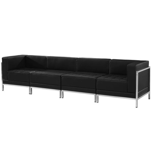 Flash Furniture ZB-IMAG-SET8-GG Black LeatherSoft With Integrated Stainless Steel Legs Modular Hercules Imagination Series Lounge Set
