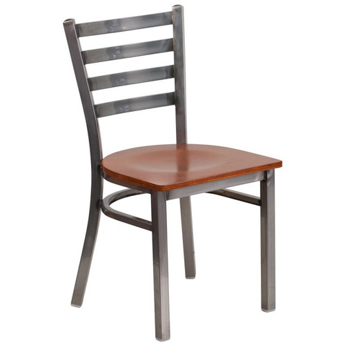 Flash Furniture XU-DG694BLAD-CLR-CHYW-GG Metal Ladder Back .62" Thick Cherry Finish Plywood Seat Hercules Series Restaurant Chair