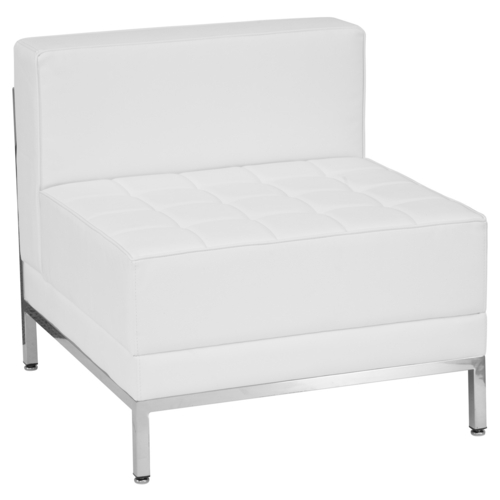 Flash Furniture ZB-IMAG-MIDDLE-WH-GG White LeatherSoft Upholstery Seat and Back Hercules Imagination Series Middle Chair