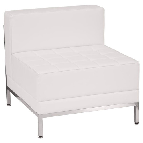 Flash Furniture ZB-IMAG-MIDDLE-WH-GG White LeatherSoft Upholstery Seat and Back Hercules Imagination Series Middle Chair