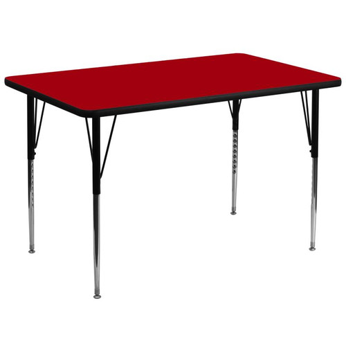 Flash Furniture XU-A3672-REC-RED-T-A-GG 72" W x 36" D x 21.12" - 30.12" Adjustable Height Rectangular Red Activity Table