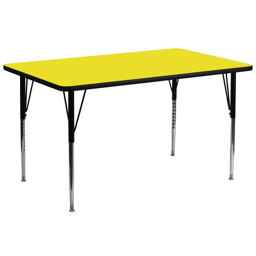 Flash Furniture XU-A3072-REC-YEL-H-A-GG 72" W x 30" D x 21.25" - 30.25" Adjustable Height Rectangular Yellow Activity Table