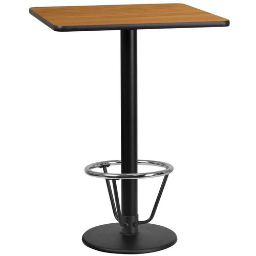Flash Furniture XU-NATTB-2424-TR18B-3CFR-GG Natural Laminate Square Plastic Top PVC T-Mold Edge Table