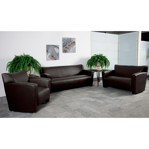 Flash Furniture 222-SET-BN-GG Brown LeatherSoft with Sturdy Hardwood Construction Hercules Majesty Series Reception Set