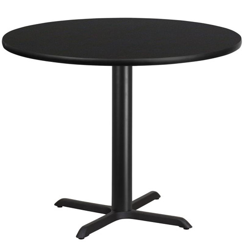 Flash Furniture XU-RD-42-BLKTB-T3333-GG 42" Dia. Round Black Laminated Dining Height Table with Four Pointed Pedestal Base