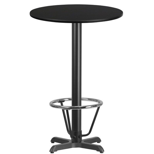 Flash Furniture XU-RD-24-BLKTB-T2222B-3CFR-GG Black Laminate Round Top PVC T-Mold Edge Table