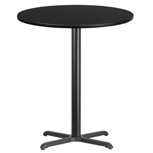 Flash Furniture XU-RD-36-BLKTB-T3030B-GG Black Laminate Round Top PVC T-Mold Edge Table