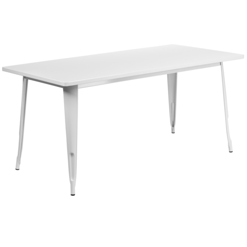 Flash Furniture ET-CT005-WH-GG 63" W x 31.5" D White Galvanized Steel Powder Coat Finish Indoor / Outdoor Rectangular Table