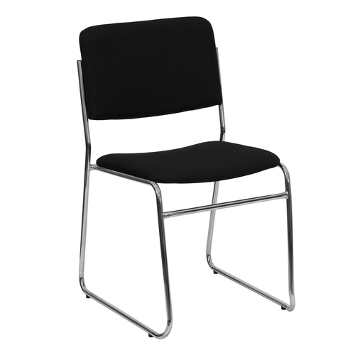Flash Furniture XU-8700-CHR-B-30-GG Black High Density Chrome Sled Base Frame Hercules Series Stacking Chair