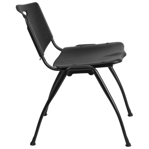 Flash Furniture RUT-D01-BK-GG Black Metal Frame Carrying Handle Cutout Back Hercules Series Stacking Chair