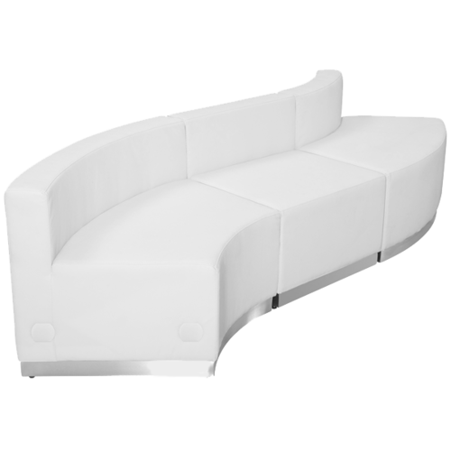 Flash Furniture ZB-803-830-SET-WH-GG White LeatherSoft Upholstery With Brushed Stainless Steel Base Modular Hercules Alon Series Reception Configuration