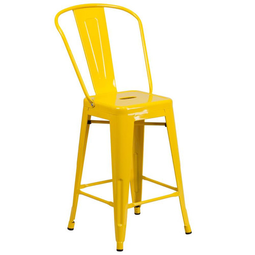 Flash Furniture CH-31320-24GB-YL-GG Yellow Galvanized Steel Counter Height Bar Stool