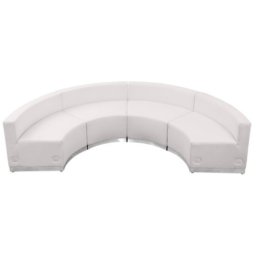 Flash Furniture ZB-803-480-SET-WH-GG White LeatherSoft with Brushed Stainless Steel Base Modular Hercules Alon Series Reception Configuration