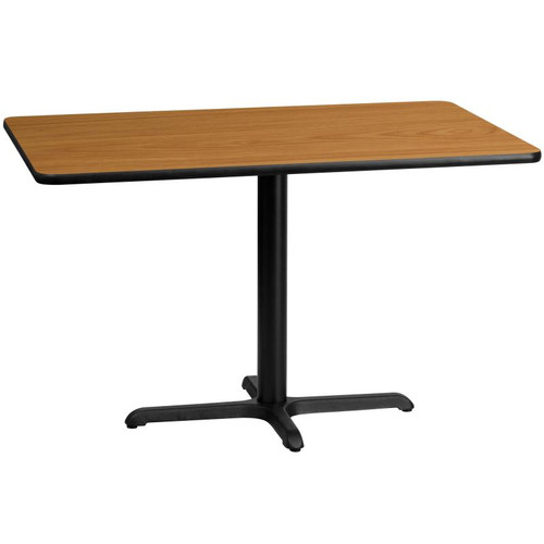 Flash Furniture XU-NATTB-3048-T2230-GG 48"W x 30"D x 31-1/8"H Melamine Core With Natural Laminate Finish Cast Iron Column With Black Powder Coated Finish Rectangular Dining Height Table