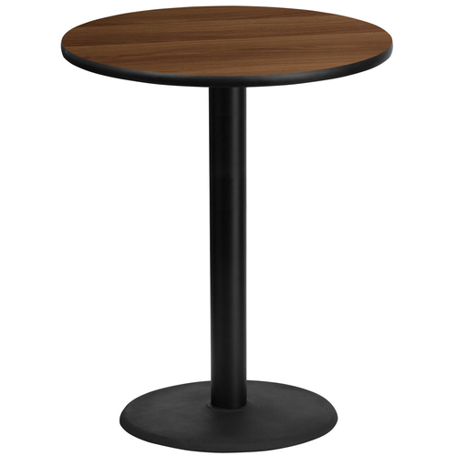 Flash Furniture XU-RD-36-WALTB-TR24B-GG Walnut Laminate Round Top PVC T-Mold Edge Table