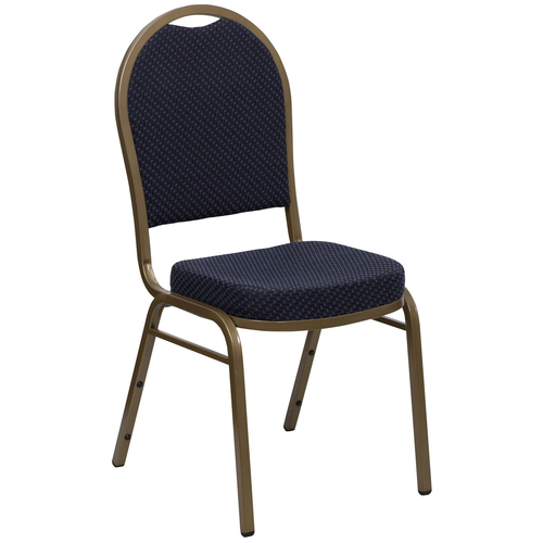 Flash Furniture FD-C03-ALLGOLD-H203774-GG Navy Blue Patterned Fabric Gold Powder Coated Frame Finish Hercules Series Stacking Banquet Chair