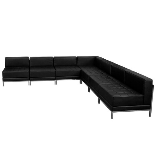 Flash Furniture ZB-IMAG-SECT-SET6-GG Black LeatherSoft With Stainless Steel Legs Modular Hercules Imagination Series Sectional