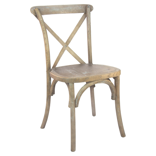 Flash Furniture X-BACK-MOWG Medium Natural Elmwood Bent X Back Side Chair
