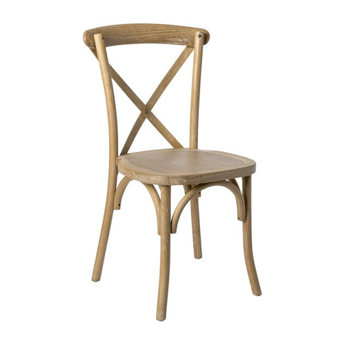 Flash Furniture X-BACK-MOWG Medium Natural Elmwood Bent X Back Side Chair