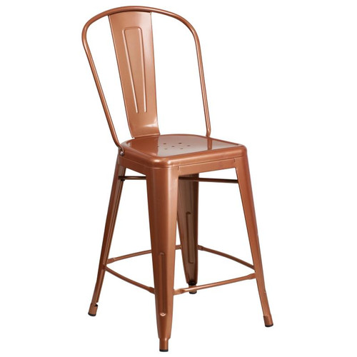 Flash Furniture ET-3534-24-POC-GG Copper Galvanized Steel Drain Holes In Seat Counter Height Bar Stool