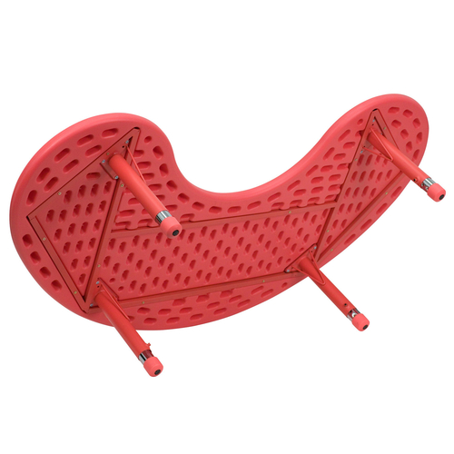 Flash Furniture YU-YCX-004-2-MOON-TBL-RED-GG Red Half Moon Plastic Top Safety Rounded Corners Preschool Activity Table