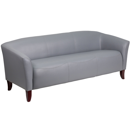 Flash Furniture 111-3-GY-GG Gray LeatherSoft with Cherry Stained Wood Feet Hercules Imperial Series Reception Sofa