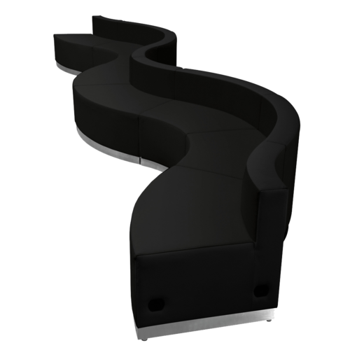 Flash Furniture ZB-803-430-SET-BK-GG Black LeatherSoft with Brushed Stainless Steel Base Modular Hercules Alon Series Reception Configuration