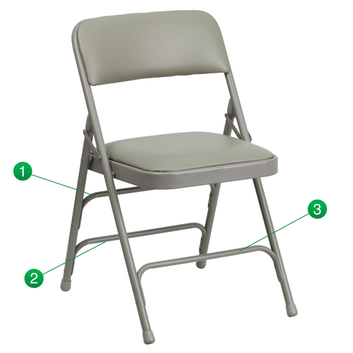 Flash Furniture HA-MC309AV-GY-GG Gray Vinyl Upholstered Seat and Back Hercules Series Folding Chair