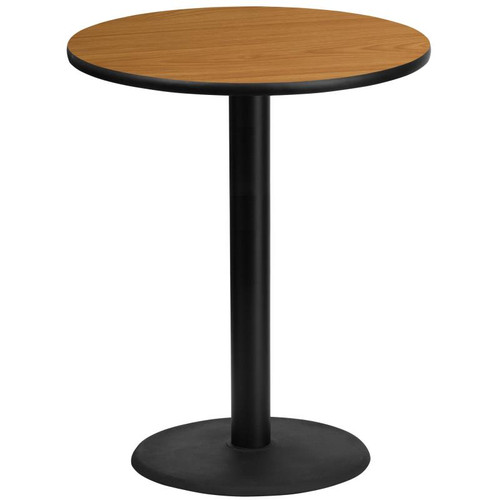 Flash Furniture XU-RD-36-NATTB-TR24B-GG Natural Laminate Round Top PVC T-Mold Edge Table