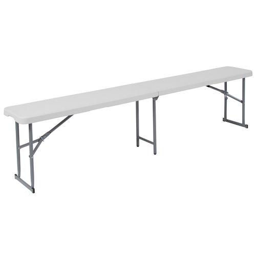 Flash Furniture RB-1172FH-GG 71" W x 10.25" D Granite White Plastic Top Gray Powder Coated Folding Bench