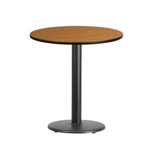 Flash Furniture XU-RD-24-NATTB-TR18-GG 24" Dia. Round Natural Laminated Dining Height Table with Pedestal Base