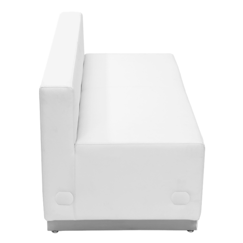 Flash Furniture ZB-803-LS-WH-GG White LeatherSoft Upholstery With Brushed Stainless Steel Base Modular Hercules Alon Series Loveseat