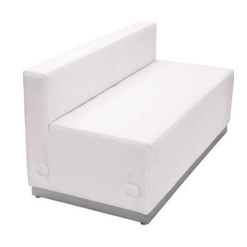 Flash Furniture ZB-803-LS-WH-GG White LeatherSoft Upholstery With Brushed Stainless Steel Base Modular Hercules Alon Series Loveseat
