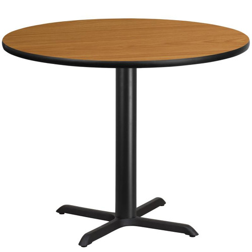 Flash Furniture XU-RD-42-NATTB-T3333-GG 42" Dia. Round Natural Laminated Dining Height Table with Four Pointed Pedestal Base