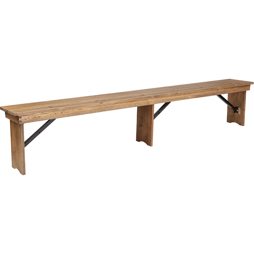 Flash Furniture XA-B-96X12-L-GG 96" W x 12" D x 17.75" H 3/4" Thick Solid Pine Plank Top Hercules Series Folding Rustic Farm Bench