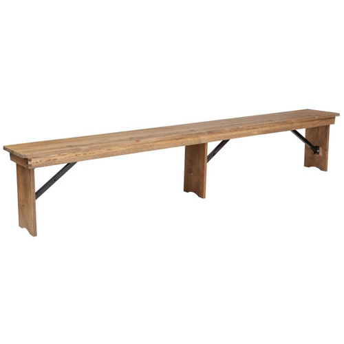 Flash Furniture XA-B-96X12-L-GG 96" W x 12" D x 17.75" H 3/4" Thick Solid Pine Plank Top Hercules Series Folding Rustic Farm Bench