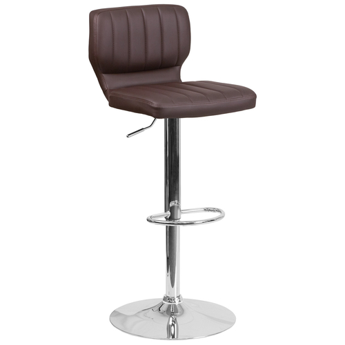 Flash Furniture CH-132330-BRN-GG Brown Vinyl with Contemporary Style Chrome Base Swivel Bar Stool
