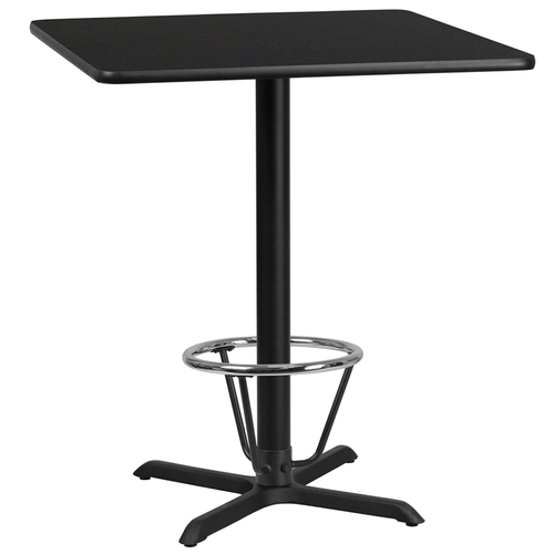 Flash Furniture XU-BLKTB-3636-T3030B-3CFR-GG Black Square Laminate Top PVC T-Mold Edge Table