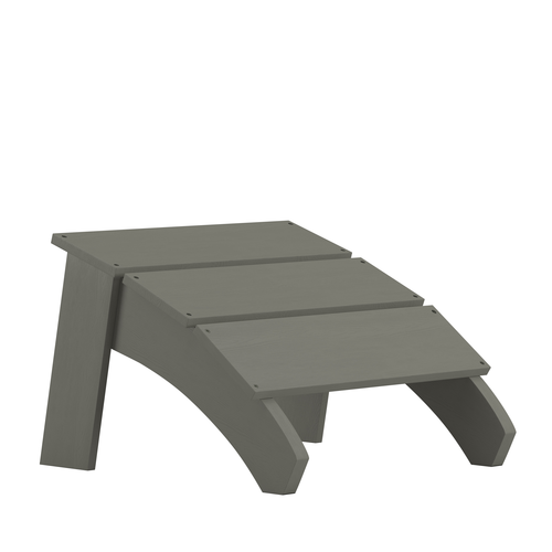 Flash Furniture JJ-C14309-GY-GG 19.5" W x 13.5" H x 20.5" D Gray All-Weather Poly Resin Wood Sawyer Modern Adirondack Ottoman Foot Rest