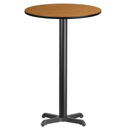 Flash Furniture XU-RD-24-NATTB-T2222B-GG Natural Laminate Round Top PVC T-Mold Edge Table